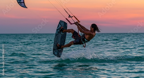 Sunset Kiteboarding Flight