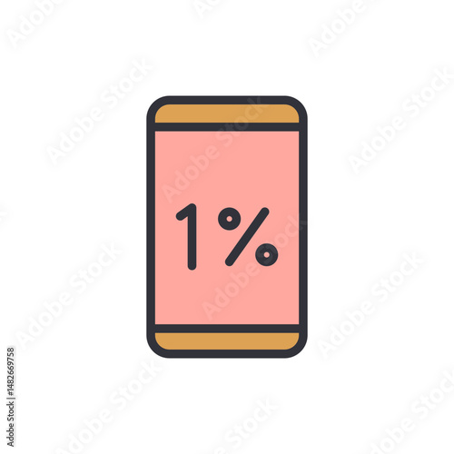 One Percent Battery On Mobile Device Display Showing Low Battery Alert