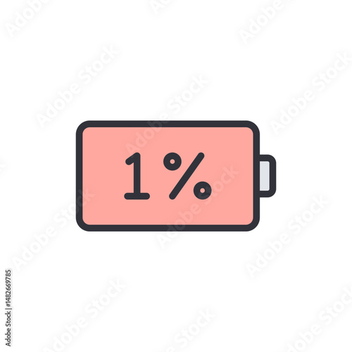 One Percent Battery Level Depletion Indicator On Transparent Layer