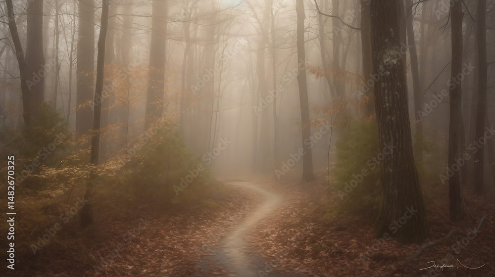 Fototapeta premium Foggy Forest Trail.