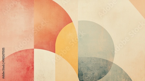 Warm Minimalist Geometric Design Abstract Art with Pastel Circles