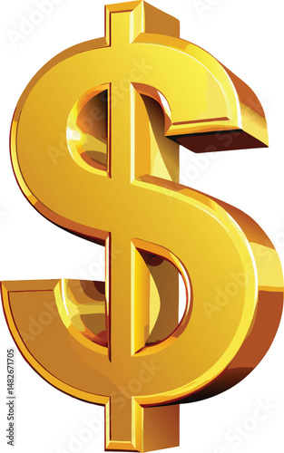 This 3d golden dollar sign is a strong symbol of finance and wealth in the business market