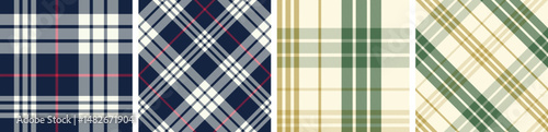 Plaid pattern set seamless tartan check plaid for skirt, tablecloth, blanket, duvet cover, or other modern fashion print.