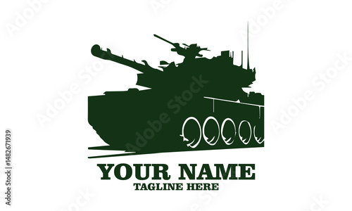 Army tank silhouette vector illustration, army tank logo design, army tank vector logo icon and Isolated on a white background
