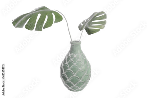 Decorative Vase with Monstera Leaves