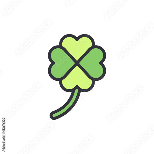 Stylized Four Leaf Clover Symbolizing Good Fortune And Irish Culture