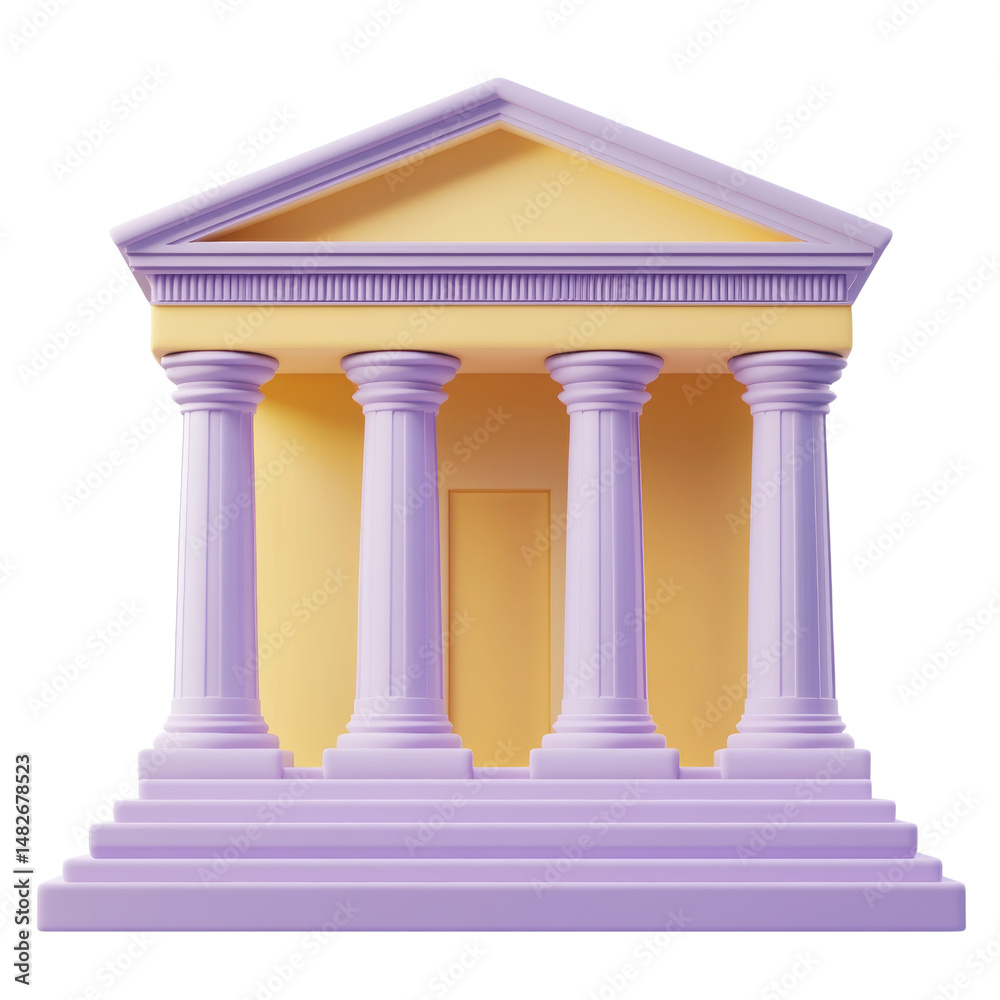 Obraz premium Stylized rendering of classical architectural facade in pastel color palette
