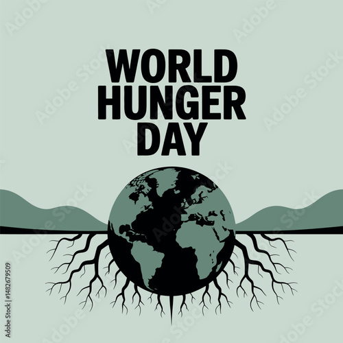 World Hunger Day Graphic with Earth and Roots Symbolism