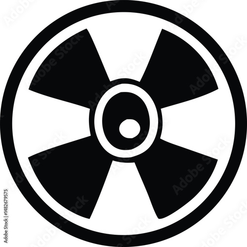 A black and yellow radiation symbol, an atomic hazard warning sign, is isolated on a white background as a vector illustration signifying nuclear danger and radioactive risk