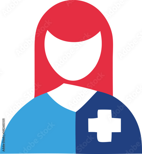 This vector illustration displays a first aid symbol, a red cross within a circle, as part of a puzzle icon representing medical aid and health on a web button design