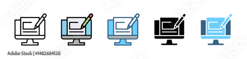 UX DESIGN icons with various styles and colors
