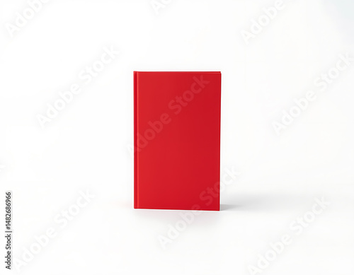 Blank red rectangular vertical box mockup isolated on white, product packaging template