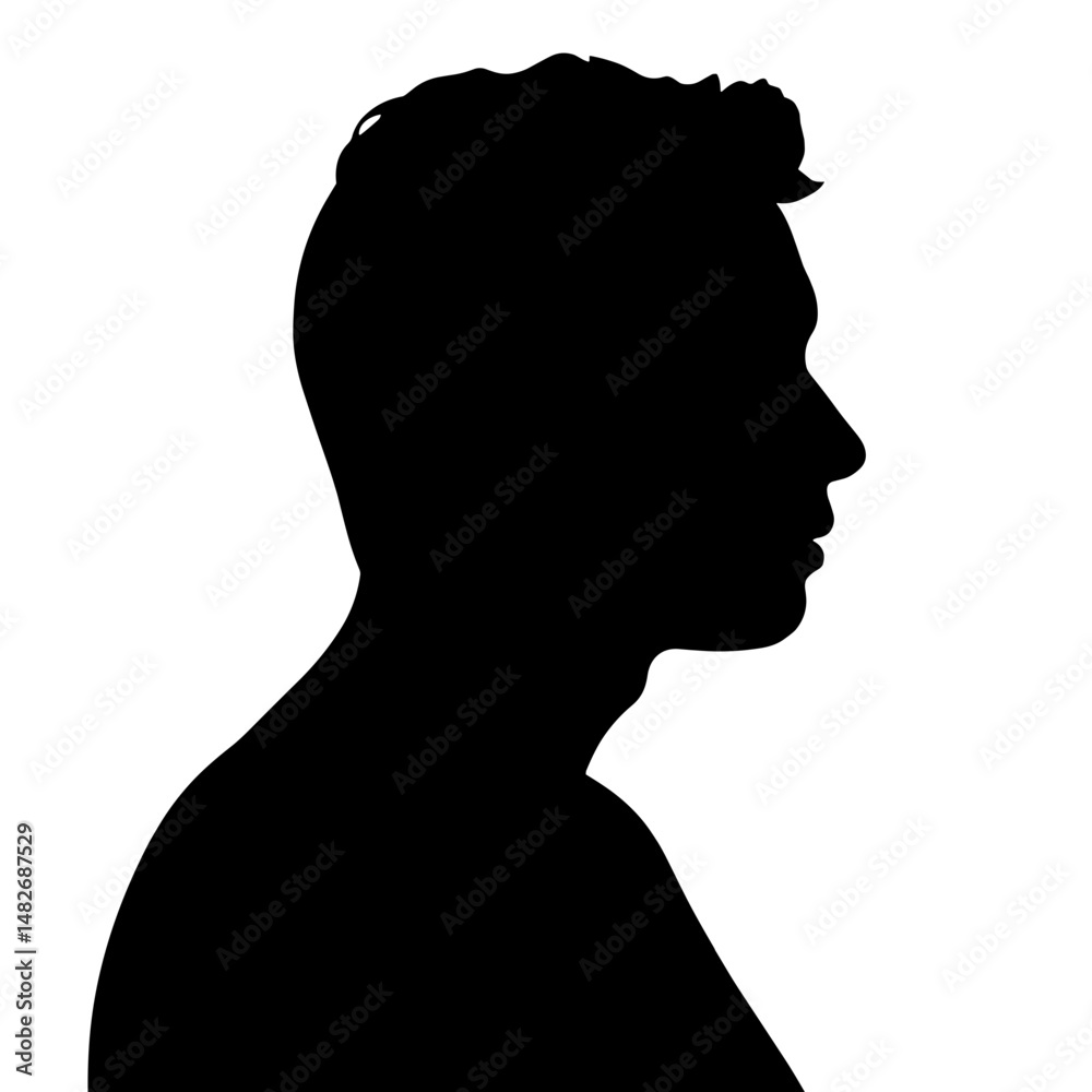 Silhouette of a man facing sideways against a white background Silhouette of a man facing sideways against a white background