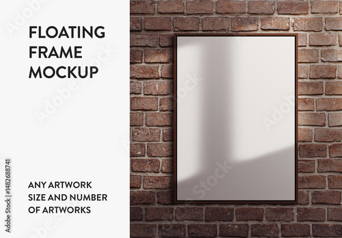 Floating Frame Print Canvas Any Size Interior Wall Art Poster Room Mockup Template