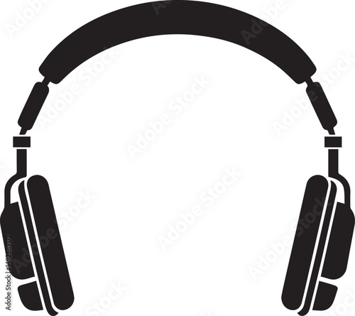 Headphone silhouette vector art illustration. Headphone vector icon.