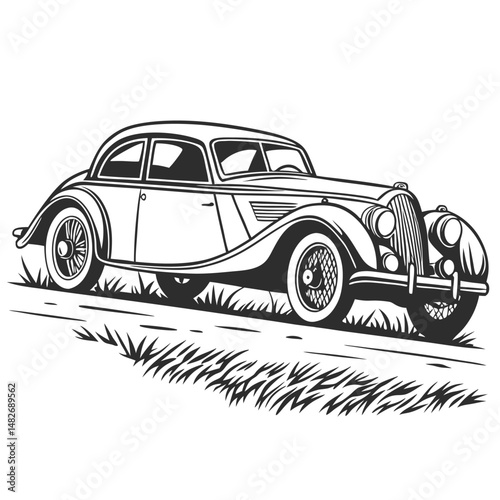 A classic sport auto vector illustration showcases a retro car design