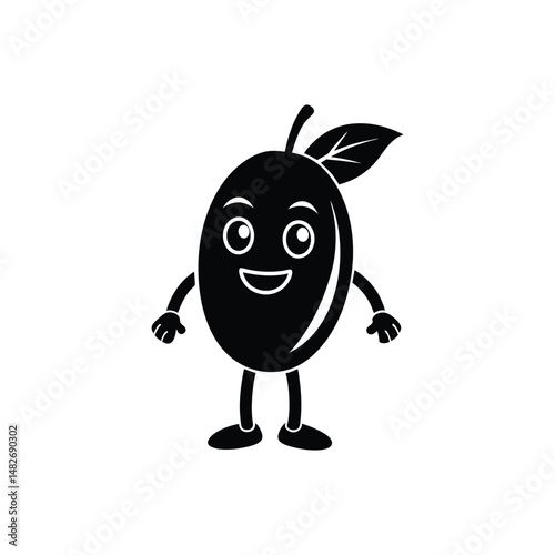 Flat and Minimal Mango cartoon character logo vector illustration isolated on white background