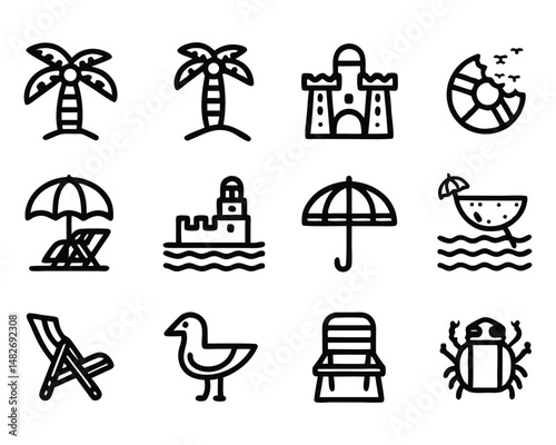 beach icon set