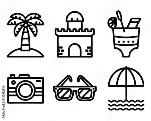 beach icon set