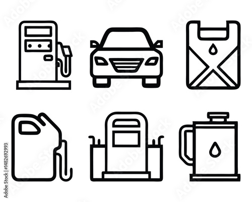 gas station icon set