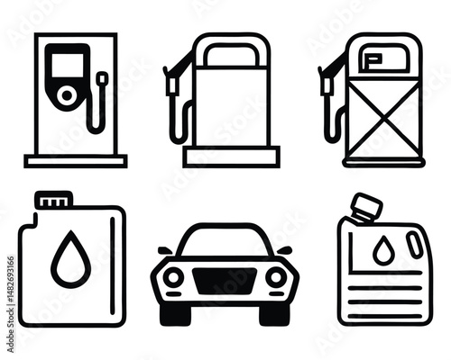 gas station icon set