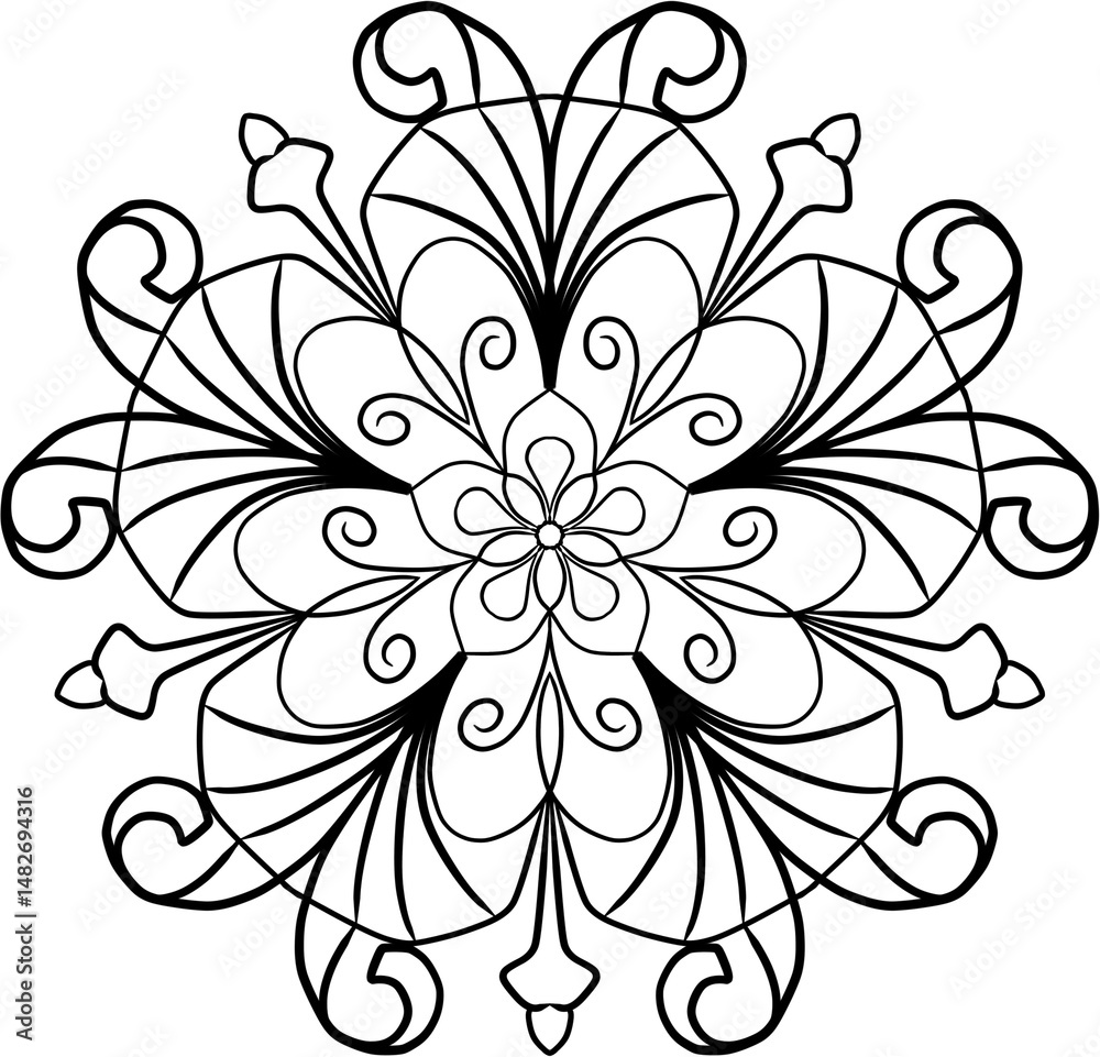 Fototapeta premium decorative ornament floral mandala coloring book