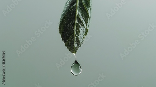 Leaf's tear: a water droplet clinging to a leaf, illustrating nature's fragility