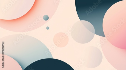 Wallpaper Mural Sleek Minimalist Geometric Abstract Art Pastel Pink and Teal Circles Torontodigital.ca