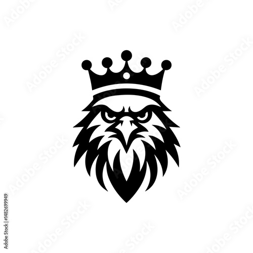 Eagle head with crown emblem logo. elegant eagle head with crown logo.
