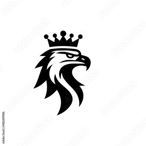 Eagle head with crown emblem logo. elegant eagle head with crown logo.