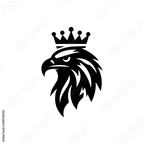 Eagle head with crown emblem logo. elegant eagle head with crown logo.