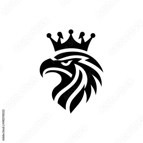 Eagle head with crown emblem logo. elegant eagle head with crown logo.