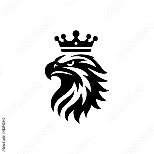 Eagle head with crown emblem logo. elegant eagle head with crown logo.