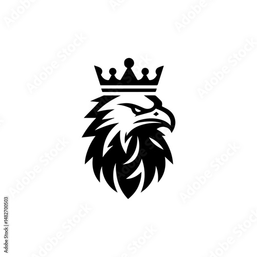 Eagle head with crown emblem logo. elegant eagle head with crown logo.