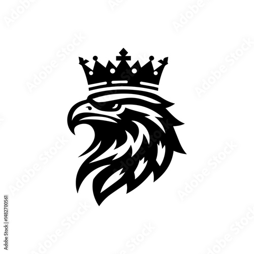 Eagle head with crown emblem logo. elegant eagle head with crown logo.