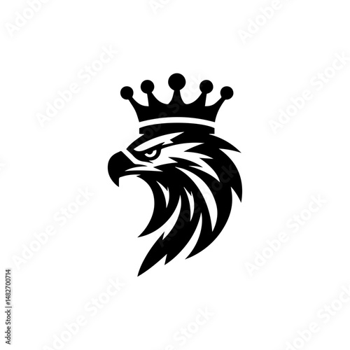 Eagle head with crown emblem logo. elegant eagle head with crown logo.