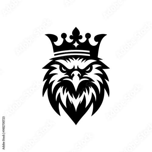 Eagle head with crown emblem logo. elegant eagle head with crown logo.