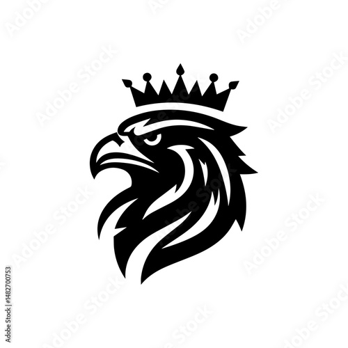 Eagle head with crown emblem logo. elegant eagle head with crown logo.