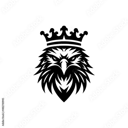 Eagle head with crown emblem logo. elegant eagle head with crown logo.