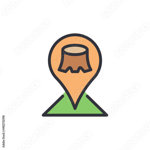 Vector Illustration Of A Tree Stump Inside A Location Pointer Icon