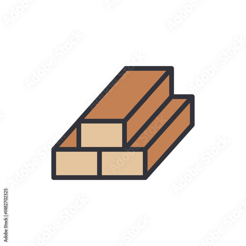 Stylized Wooden Planks Stacked For Carpentry Or Construction Projects