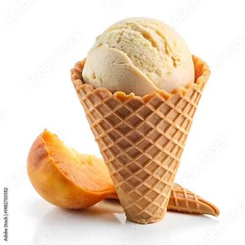 Peach Flavored Ice Cream Photo photo