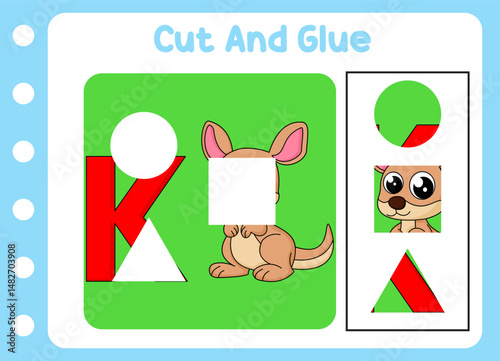 cut and play animal picture cute kangaroo. kids game.