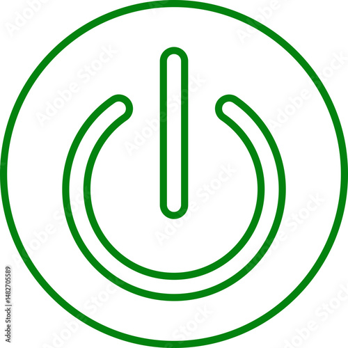 Power on button icon. Turn on switch button. On toggle switch buttons. On vector with green color isolated on transparent background.