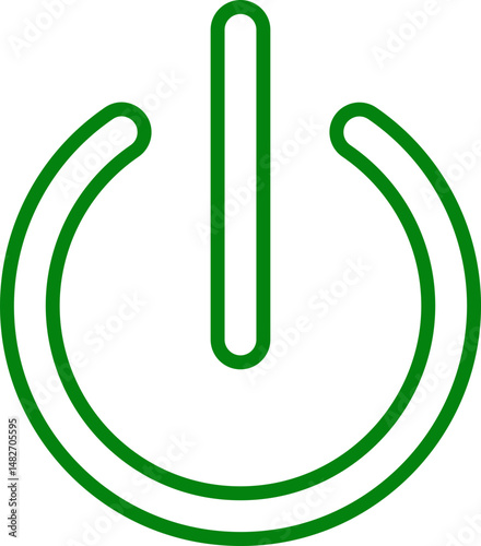 Power on button icon. Turn on switch button. On toggle switch buttons. On vector with green color isolated on transparent background.