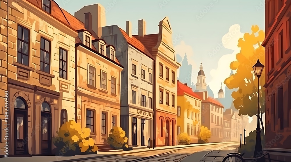 Fototapeta premium City Street in Autumn.