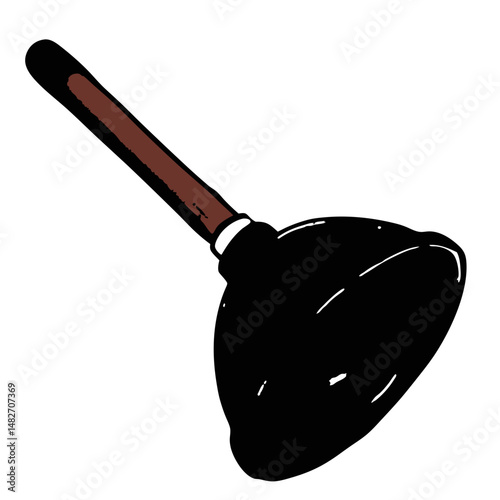 Plunger with wooden handle for unclogging drains and toilets  