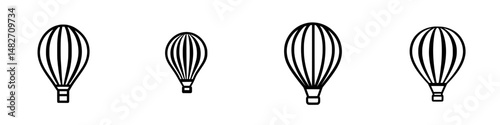 Vector illustration of multiple hot air balloons in various sizes, celebrating the joy of flight and adventure in the open sky