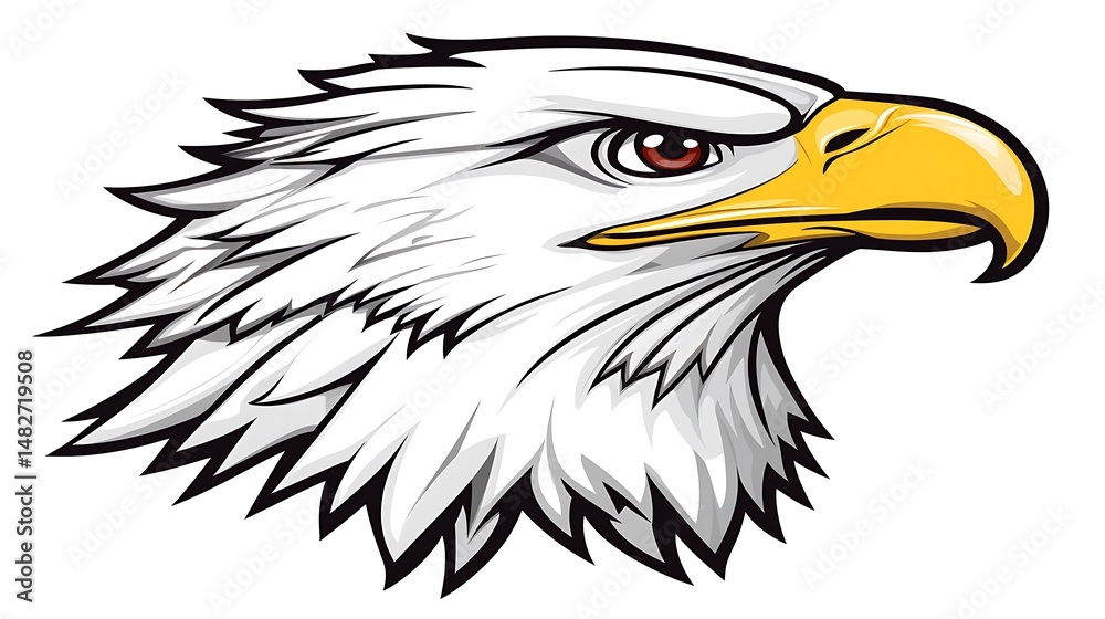 Obraz premium Detailed illustration of an eagle head facing to the right