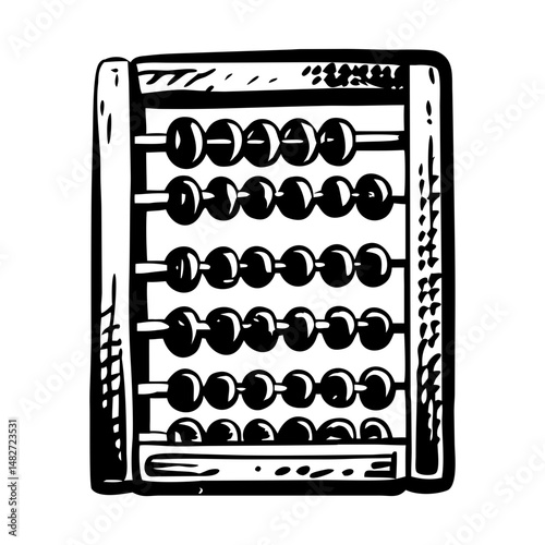 A vintage style illustration of an abacus